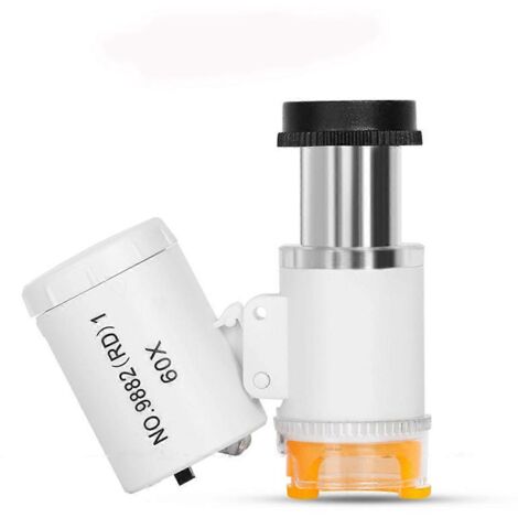 Microscope de poche miniature 60X, loupe de bijoutier avec lumière UV LED - B-- (1/5)