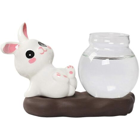 Vase hydroponique en forme de lapin mignon de dessin animé pour la décoration intérieure-- (1/5)