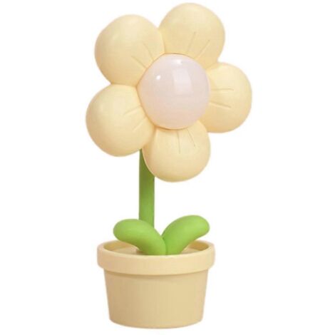 Veilleuse fleur de dessin animé à piles, lampe de chevet jaune -- (1/5)