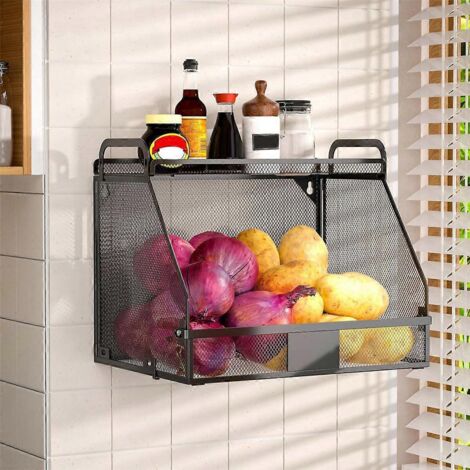 Panier à fruits suspendu pour cuisine, noir-- (1/5)