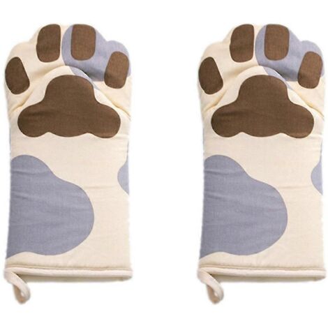 Gants de cuisine en coton C-Cotton avec motif chat mignon et griffes de chat, gants anti-brûlure pour micro-ondes (1/5)
