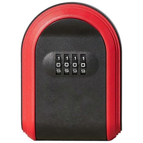 Coffre-fort à clés étanche à combinaison 4 chiffres, noir et rouge-- (1/5)