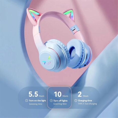 Casque sans fil Bluetooth à couleur dégradée avec micro, E-- (1/5)
