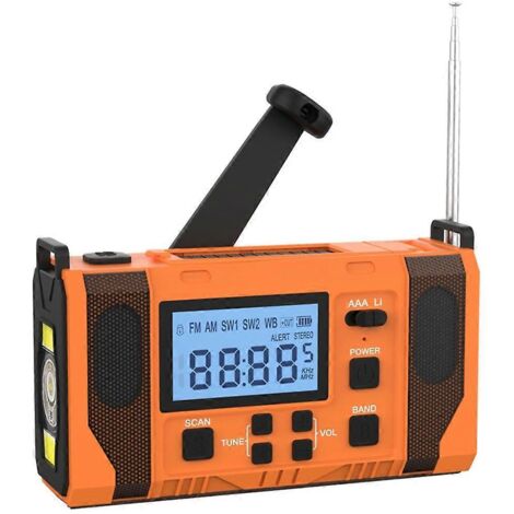 Radio météo d'urgence, radio d'alerte météo 10000 mAh à chargement solaire --- (1/5)