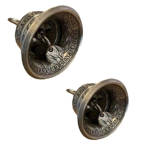 Lot de 2 cloches décoratives en argent à suspendre pour la maison. (1/5)