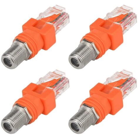 Lot de 4 convertisseurs coaxiaux RF F femelle vers RJ45 mâle pour testeur de ligne -- (1/5)