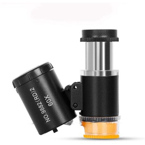 Microscope de poche miniature 60X, loupe de bijoutier avec lumière UV LED - A-- (1/5)