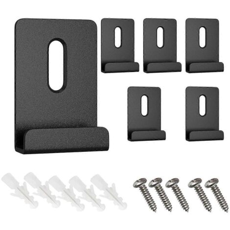 Kit de 6 clips de fixation métalliques pour miroirs à canal large, noir. (1/5)