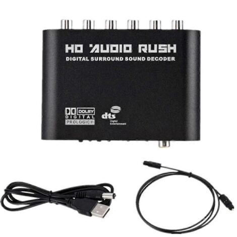 Décodeur audio numérique vers analogique 5.1 + amplificateur + câble à fibre optique pour TV -- (1/5)