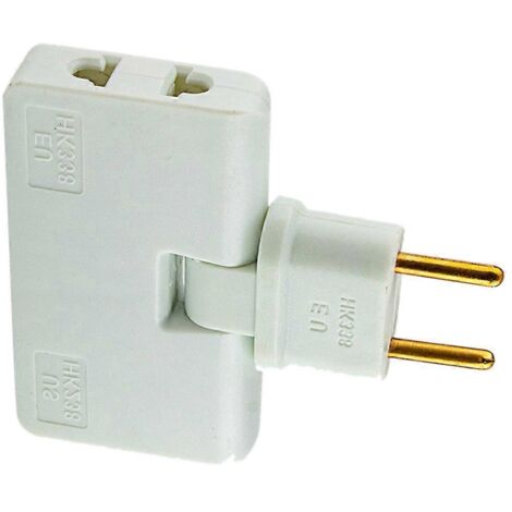 Adaptateur de prise UE rotatif 3 en 1, rallonge à 180 degrés, blanc-- (1/5)