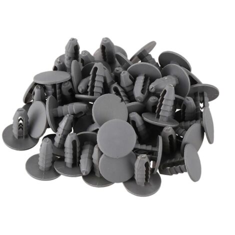 50PCS 8mm Hole Gray Plastic Rivet Door Push in CLip for Car-- (1/5)
