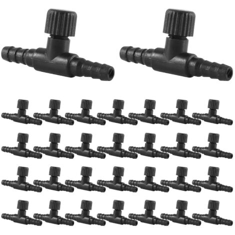 30 Pcs 2-Port Fish Tank Valve Air Pump Control Aquarium T-Shaped-- (1/5)