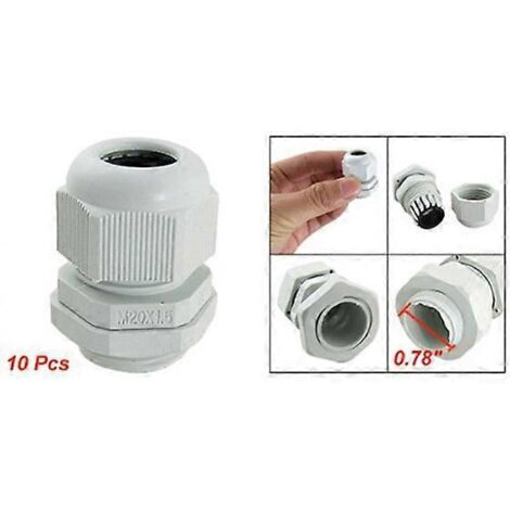 10 Pcs White Plastic Waterproof Cable Glands M20 x 1.5-- (1/5)