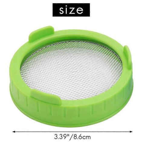 4 Pack Plastic Sprout Lids with Stainless Steel Screen for Mason Jars-- (1/5)