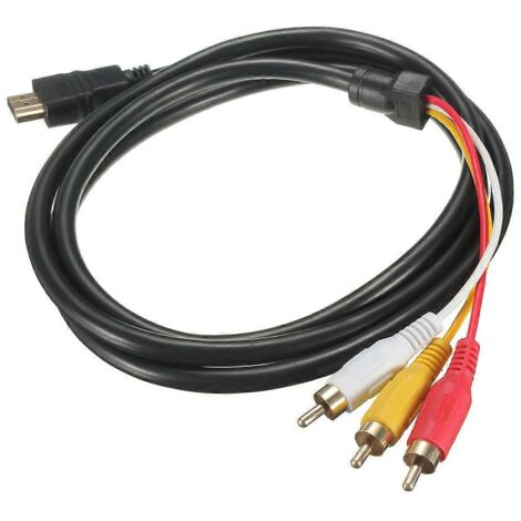Black 1.5m Male to 3 RCA Audio AV Cable Adapter For HDTV 1080P-- (1/4)
