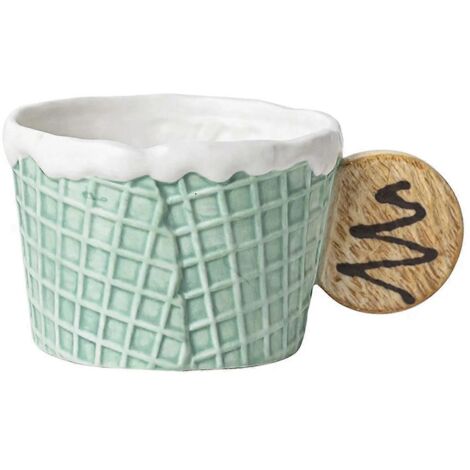 Cookie Water Cup Cute Ceramic Mug,Green,Round Handle-- (1/5)