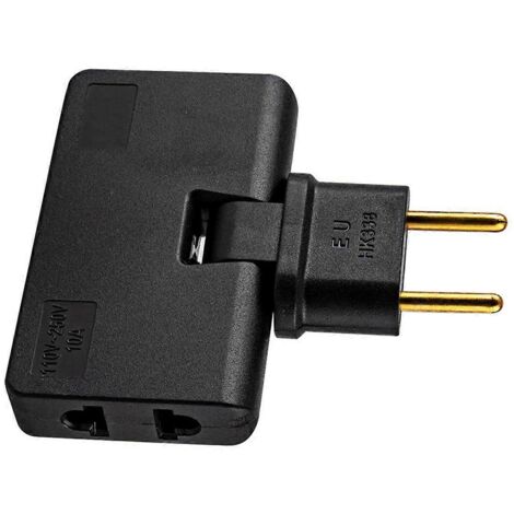 Rotate EU Plug Converter 3 in 1 180 Degree ,Black-- (1/5)