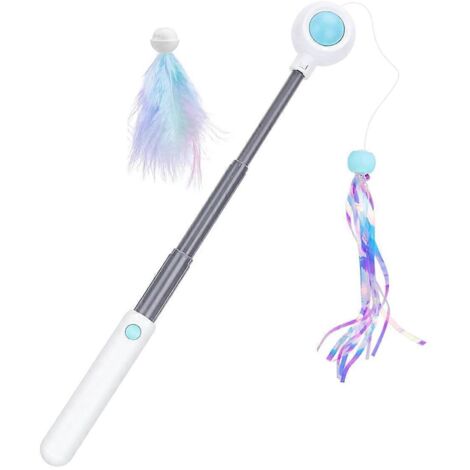 Interactive Cats Toy Teaser with Scalable Poles, Feather and Tassels-- (1/5)