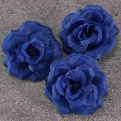 Silk Rose Flower Heads,50Pcs for Hat(Dark Blue)-- (1/5)