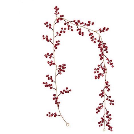 Christmas Red Berry Garland,Artificial Burgundy Red Pip Berry Garland-- (1/5)