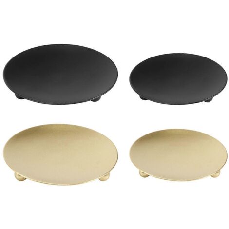 4 Pack Iron Plate Candle Holder, for LED & Wax Candles,(Gold+Black)-- (1/5)