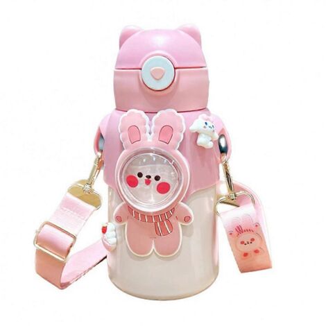 520Ml Kids Thermal Water Bottle with Straw Cute Bottle-- (1/5)