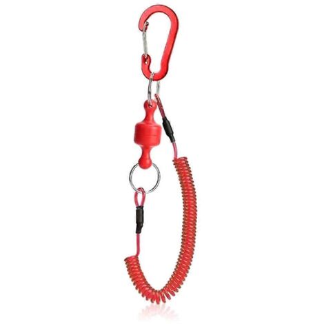 Fishing Strong Magnetic Steel Wire Anti-Iost Coil Lanyard 1.5M-Red-- (1/5)
