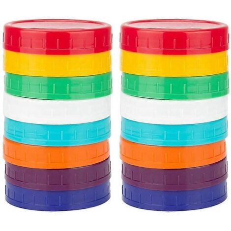16 Pack Plastic Jar Lids - Colored Jar Caps (Wide Mouth)-- (1/5)