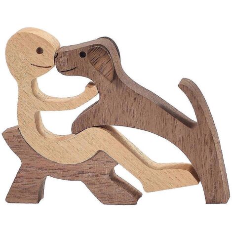 Handmade Wooden Statue, Puppy Wooden Carving Ornaments-- (1/5)