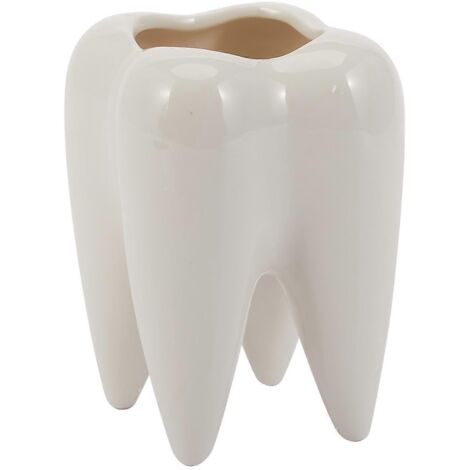 Tooth Shape White Ceramic Flower Pot Modern Design (without plants)-- (1/5)