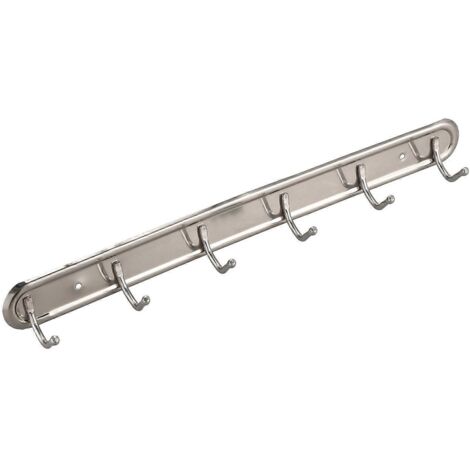 Household Metal Wall Mounted 6 Hooks Towel Rack Hanger 15" Long-- (1/5)