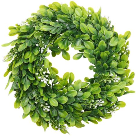2 Pack Artificial Boxwood Wreath Leaves Wreath Decoration, 10 Inches-- (1/5)