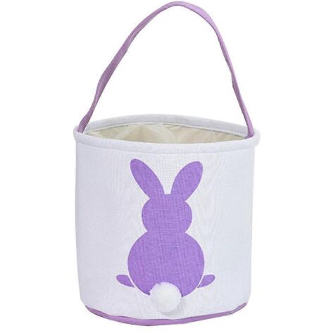 Cute Personalized Canvas Cotton Tote Bags Basket, Purple-White-- (1/5)
