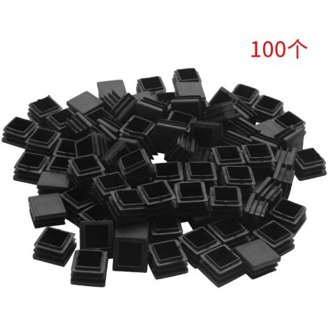 100pcs Plastic Square Tube Inserts End Blanking Caps 2x 20mm Black-- (1/5)