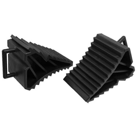2 Pcs Antislip Vehicle Car Truck Wheel Tire Chock Stop Block Black-- (1/4)