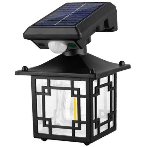 Solar Wall Lanterns Outdoor Waterproof 200LM Motion Sensor Wall Light-Black-