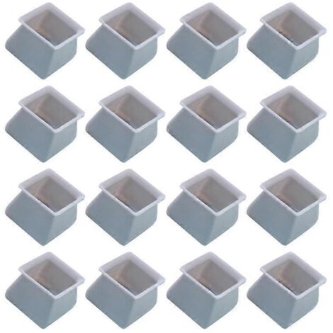 16Pcs Chair Leg Caps Silicone Floor Protector Square Anti--Gray-- (1/5)