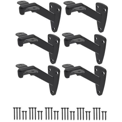 Hand Rail Brackets for Stairs- 6 Pcs Handrail Brackets for Indoor-Black- (1/5)