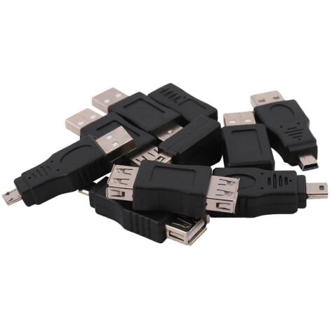 10PCS OTG 5 Pin F/M mini Changer Adapter USB Male to Female Micro-USB-- (1/5)