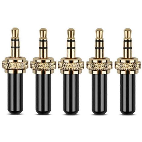 5Pcs 3.5mm Plugs Connector Mini 3.5mm Screw Lock Stereo Jack Plug-- (1/5)