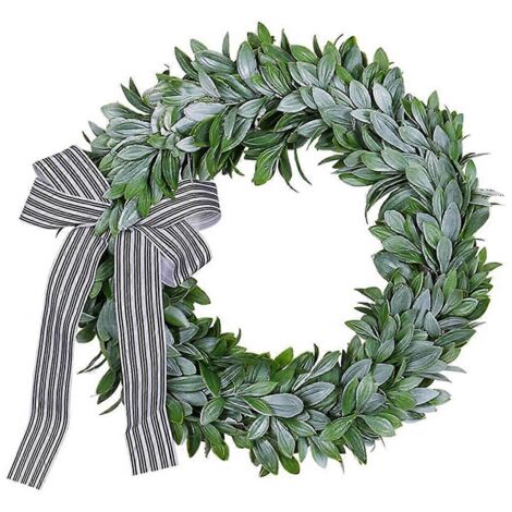 Green Rabbit Ear Wreath,Artificial Eucalyptus Leaves Wreath with Bows-- (1/5)