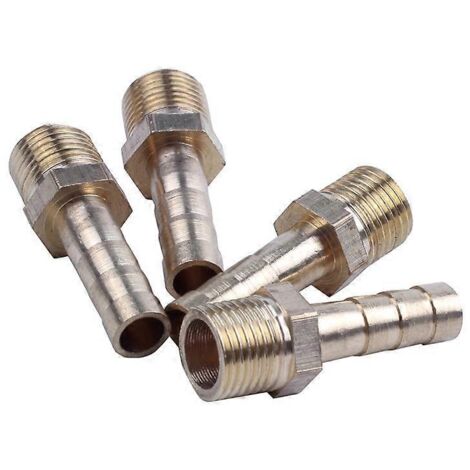 4x Gold 1/8BSP Male Thread Brass Hose Barb Coupler Fitting Connector-- (1/5)