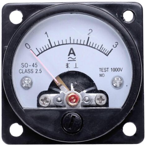 AC 0-3A Analog Panel Meter Current Measuring Ammeter Gauge Black-- (1/5)