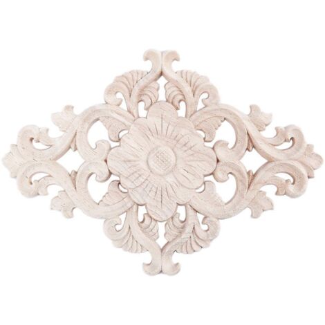 Wood Carved Onlay Applique Unpainted Flower Walls Decor Type:21x15cm-- (1/5)