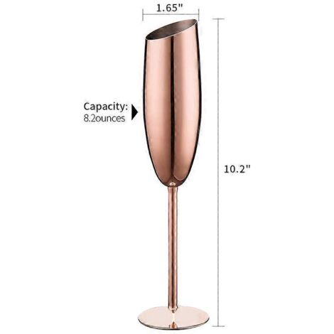 Set of 2 Stainless Steel Champagne Glasses Rose Gold-- (1/5)