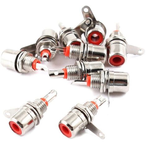 RCA Phono Chassis Panel Mount RCA Female Connector Socket 10 Pcs-- (1/3)