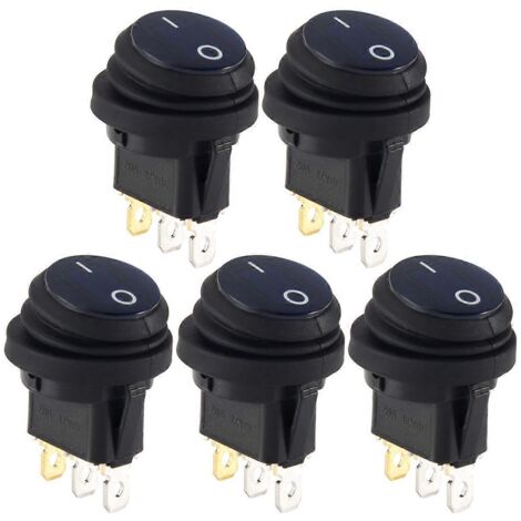 5pcs 12V 20A Waterproof Round On/Off Rocker Switch Car Auto Boat SPST-- (1/5)