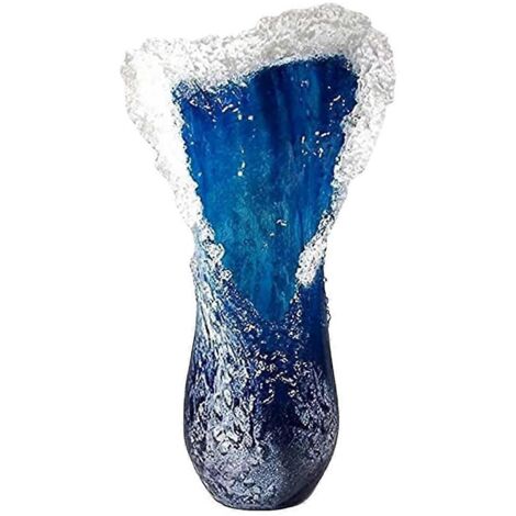 Sea Wave Vase, Resin Blue Wavy Vase for office Living Room Decor 30cm-- (1/5)