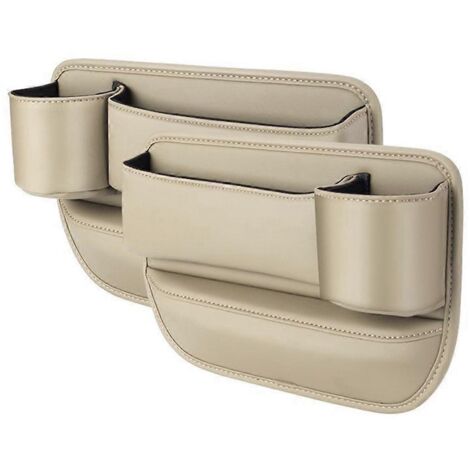 Car Cup Holder Bag, Car Seat Storage Box with Cup Holder,Creamy-White-- (1/5)