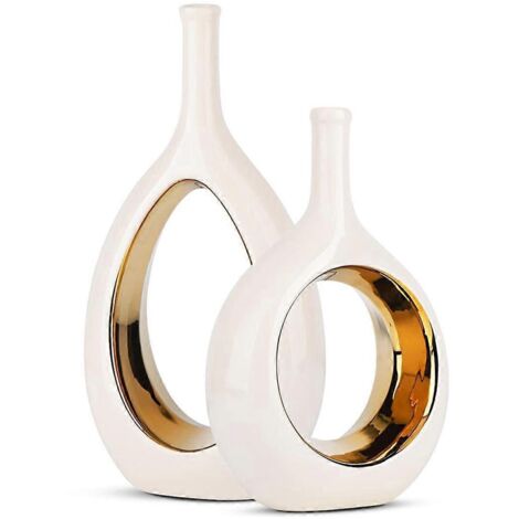 Vase blanc et or en céramique blanche - Décoration intérieure (1/5)